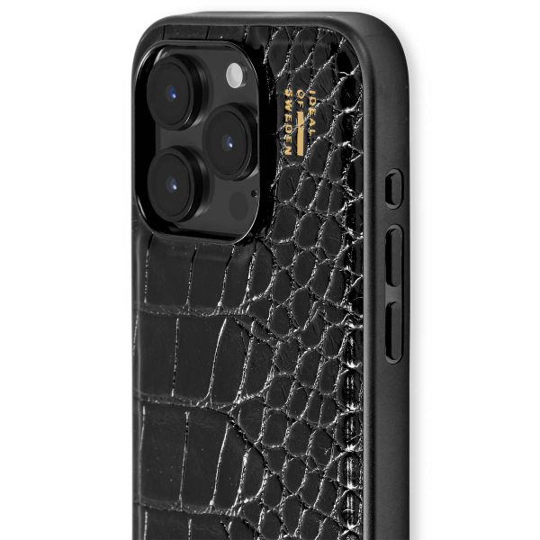 iDeal of Sweden Vegan Leather Back Cover für das iPhone 15 Pro - Black Croco