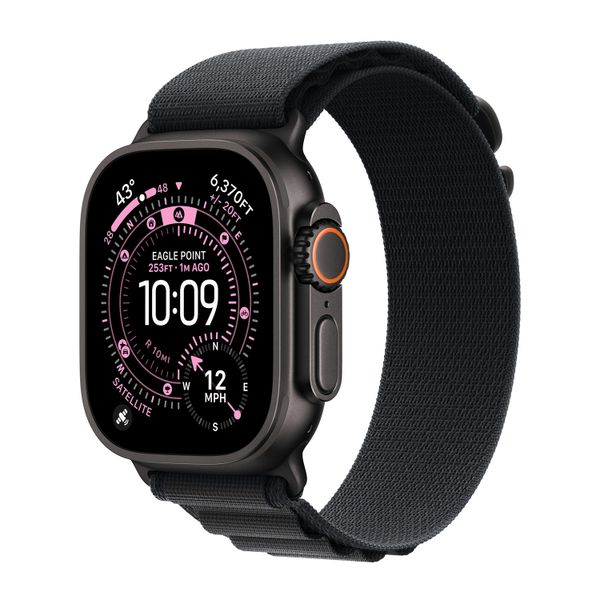 Apple Alpine Loop Armband für  Apple Watch Series 1 - 11 / SE / Ultra (44/45/46/49 mm) - Größe M - Black / Natural Titanium
