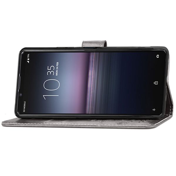 Kleeblumen Klapphülle Grau für das Sony Xperia 1 II