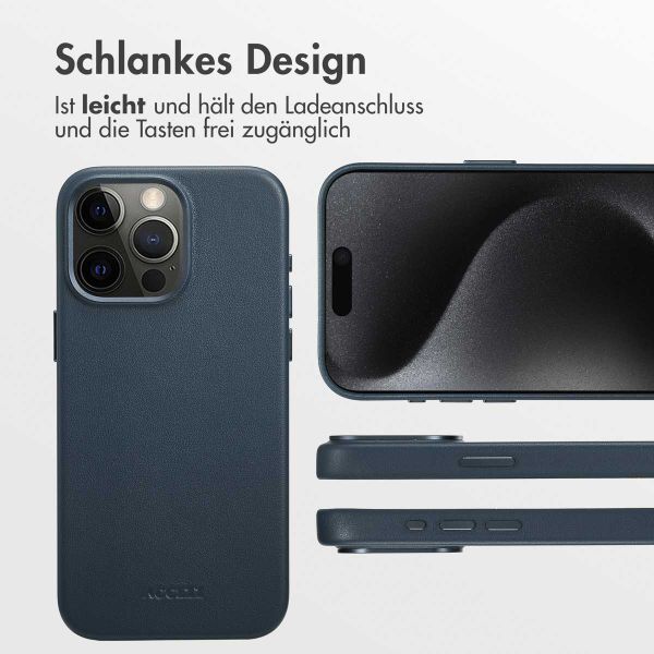 Accezz MagSafe Leather Backcover Apple iPhone 15 Pro Max - Nightfall Blue