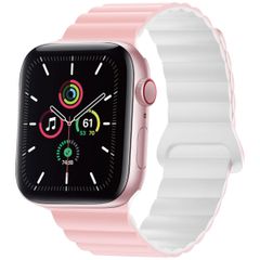 imoshion Magnetisches Silikonarmband für das  Apple Watch Series 1 t/m 9 / SE (38/40/41 mm) | Series 10 / 11 (42 mm) - Roze & Wit / Pink & White
