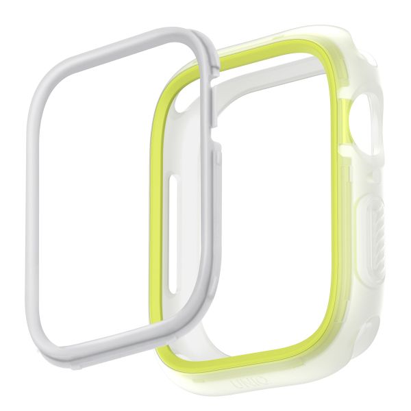 Uniq Moduo Apple Watch Hülle mit austauschbarem Rahmen für die Apple Watch 4-9 / SE - 44/45 mm - Frost (Lime/White)