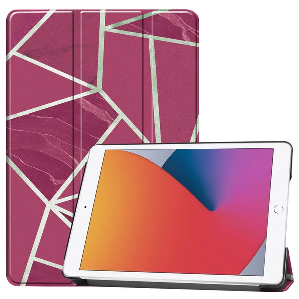 imoshion Design Trifold Klapphülle für das iPad 7 (2019) / iPad 8 (2020) / iPad 9 (2021) 10.2 inch - Bordeaux Graphic