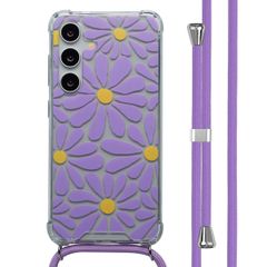 imoshion Design Hülle mit Band Samsung Galaxy S24 - Tropical Violet Flowers Connect