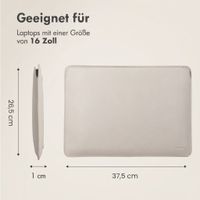 Accezz Leder Laptop Hülle 16 Zoll - Laptop Sleeve - Beige