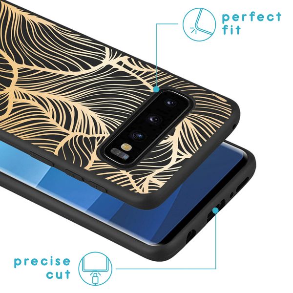 imoshion Design Hülle für das Samsung Galaxy S10 - Blätter / Schwarz