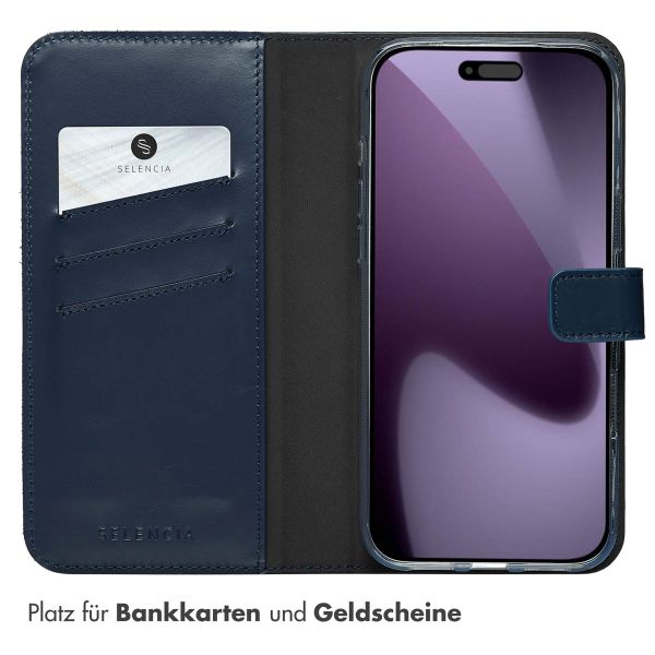 Selencia Echtleder Klapphülle Apple iPhone 17 Pro Max - Blau