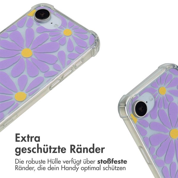 imoshion Design Hülle mit Band Apple iPhone 16e - Tropical Violet Flowers Connect