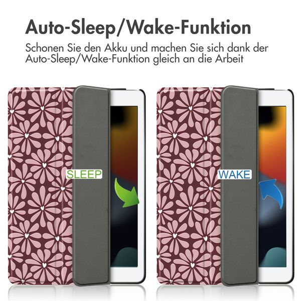 imoshion Design Trifold Klaphülle Apple iPad 9 (2021) 10.2 Zoll / iPad 8 (2020) 10.2 Zoll / iPad 7 (2019) 10.2 Zoll - Bloom Love Blush