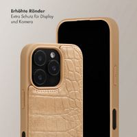Selencia Nova Croco HandyHülle mit Kordel und Kartenhalter Apple iPhone 16 Pro - Toasted Almond
