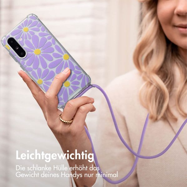 imoshion Design Hülle mit Band Samsung Galaxy A36 - Tropical Violet Flowers Connect