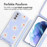 imoshion SilikonHülle design mit Band Samsung Galaxy S21 Plus - Lila Flower Distance