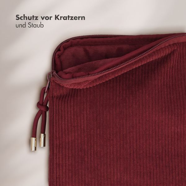 Selencia Cord Laptop Hülle 13-14 Zoll - Laptop Sleeve - Deep Burgundy