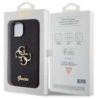 Guess 4G Metal Logo Back Cover mit Glitter Apple iPhone 15 - Schwarz