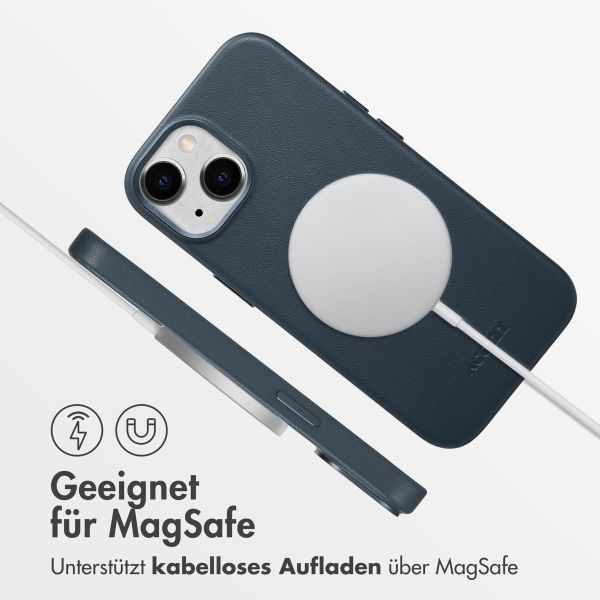 Accezz MagSafe Leather Backcover für das iPhone 15 - Nightfall Blue