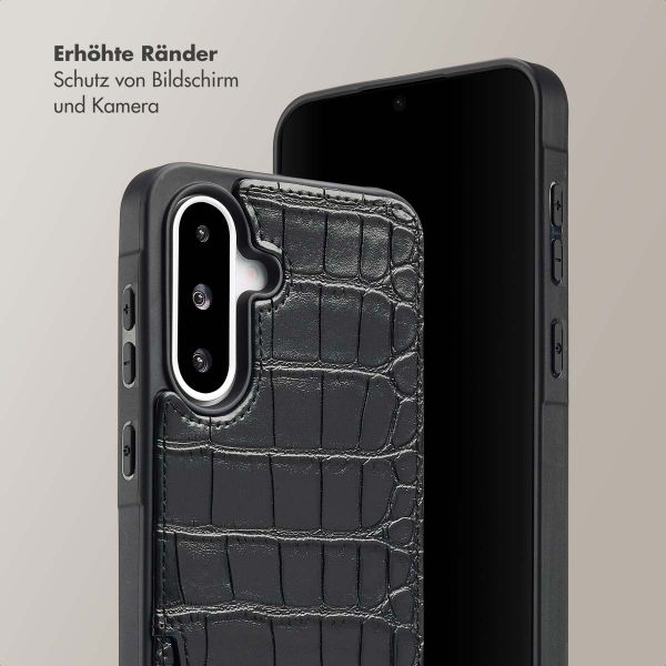 Selencia Nova Croco Back Cover mit Band und Kartenfach für das Samsung Galaxy A36 / A56 - Black