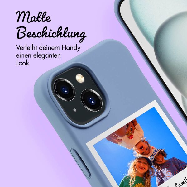 Personalisierte Color Backcover MagSafe mit abtrennbarem Band und Polaroid für iPhone 15 - Ash Blue