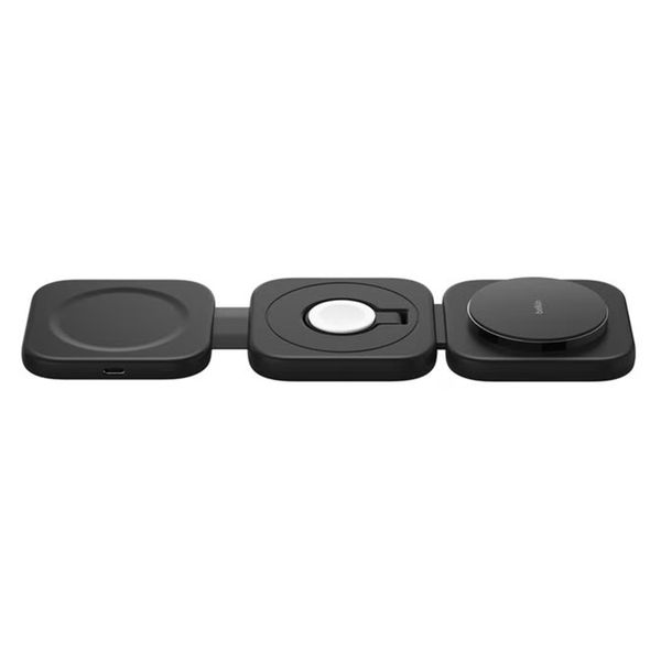 Belkin 3-in-1 magnetische kabellose Reiseladestation mit Qi2 15 W - Schwarz