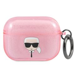 Karl Lagerfeld Karl's Head Silicone Glitter Case für das Apple AirPods Pro - Rosa