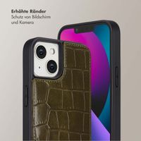 Selencia Nova Croco HandyHülle mit Kordel und Kartenhalter Apple iPhone 14 / 13 - Dark Olive