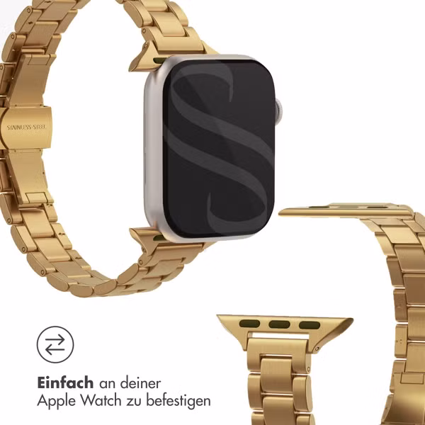 Selencia Slim Stahlgliederarmband für das  Apple Watch Series 1 t/m 9 / SE (38/40/41 mm) | Series 10 / 11 (42 mm) - Gold