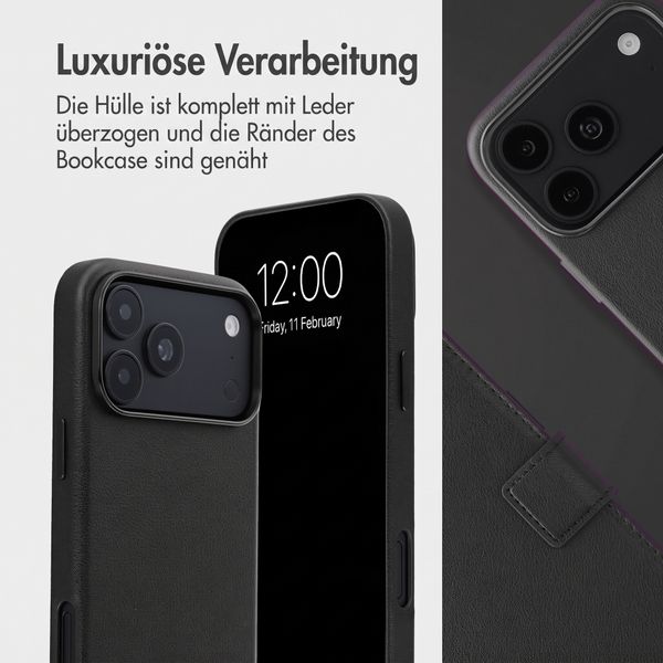 Accezz 2-in-1 Klapphülle aus Leder mit MagSafe Apple iPhone 18 Pro / 17 Pro - Onyx Black