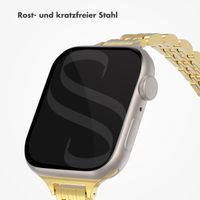 Selencia Jubilee inspiriertes schmales Edelstahlarmband für die Apple Watch Series 1 bis 9 / SE (38/40/41 mm) | Series 10 (42 mm) - Gold