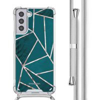 imoshion Design Hülle mit Band für das Samsung Galaxy S21 Plus - Petrol Green Graphic