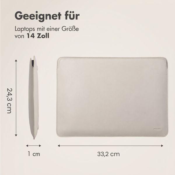 Accezz Leder Laptop Hülle 14 Zoll - Laptop Sleeve - Beige