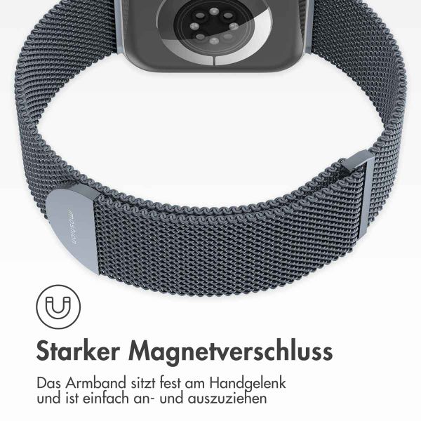 imoshion Mailändische Magnetarmband für die Apple Watch Series 1 bis 10 / SE / Ultra (2) (44/45/46/49 mm) - Größe M - Grau