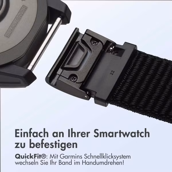 imoshion QuickFit® Nylon Armband -   Garmin 22 mm Anschluss - Größe L/XL - Schwarz