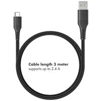 imoshion USB-C auf USB-Kabel für das Samsung Galaxy S21 Ultra - Geflochtenes Gewebe - 3 m - Schwarz