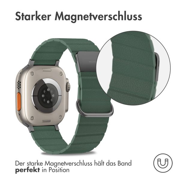 imoshion Magnetlederarmband für das Apple Watch Series 1-10 / SE / Ultra (2) - 42/44/45/46/49 mm - Grün