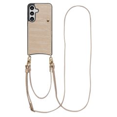 Selencia Nova Croco HandyHülle mit Kordel und Kartenhalter Samsung Galaxy S24 / S25 - Beige
