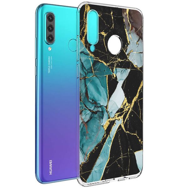 imoshion Design Hülle Huawei P30 Lite - Marmor - Blau