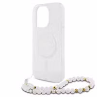 Guess MagSafe IML Glitter Case mit Beads Strap Apple iPhone 16 Pro - Transparent
