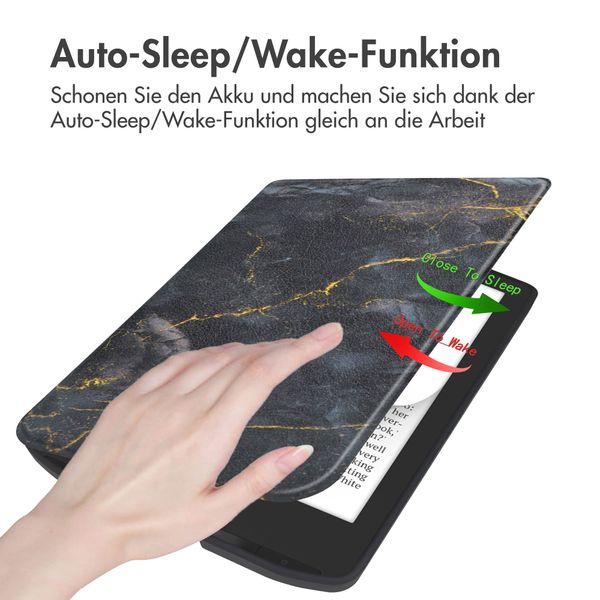 imoshion Design Slim Soft Case Sleepcover für das Pocketbook Verse / Verse Pro / Vivlio Light / Light HD - Black Marble