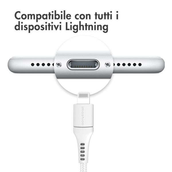 imoshion Lightning naar USB kabel - Non-MFi - Gevlochten textiel - 3 meter - Wit - Apple iPad 5 (2017) 9.7 inch