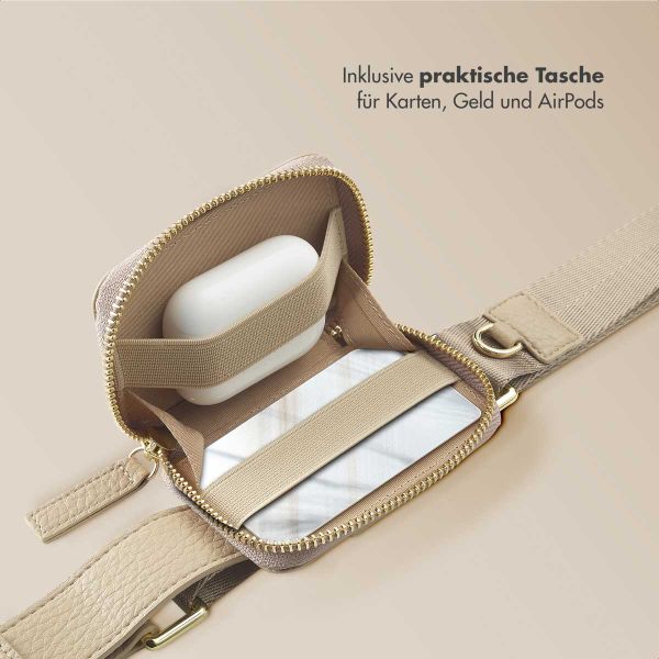 Selencia Handykette mit kleiner Tasche - Beige
