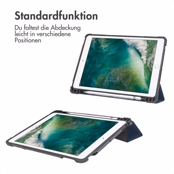 Accezz Rugged Trifold Klapphülle Apple iPad 6 (2018) 9.7 Zoll / iPad 5 (2017) 9.7 Zoll / Air 2 (2014)/Air 1 (2013) - Dunkelblau