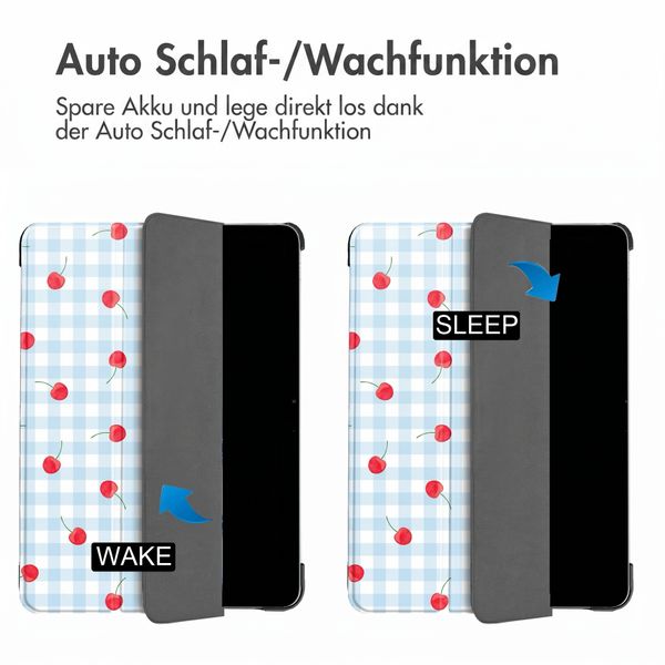 imoshion Design Trifold Klaphülle Samsung Galaxy Tab S9 11.0 Zoll / S10 Lite / S10 FE / S9 FE 10.9 Zoll - Cherry Check