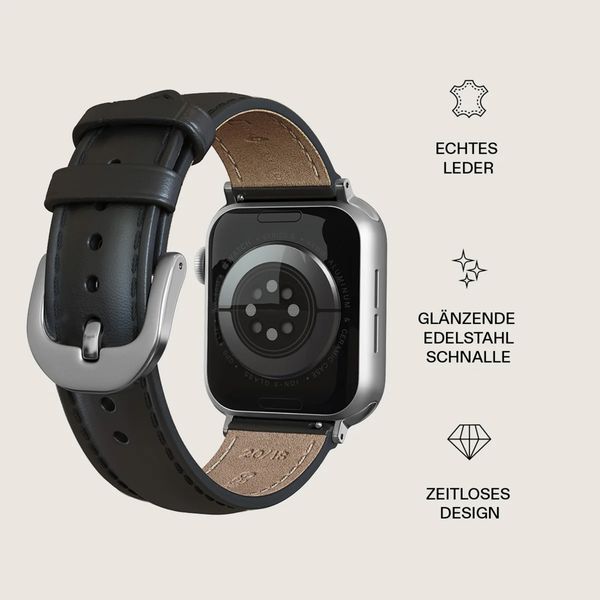 Burga Armband aus echtem Leder für Apple Watch Series 1 - 11 / SE / Ultra (44/45/46/49 mm) - Don't Text / Silver