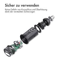 imoshion ﻿Mini-Autoladegerät Schnellladebündel - 2 Anschlüsse - USB-A-Schnellaufladung - USB-C-Stromversorgung - 60 Watt - Schwarz + Geflochtenes USB-A zu USB-C Kabel - 0,5 Meter - Schwarz