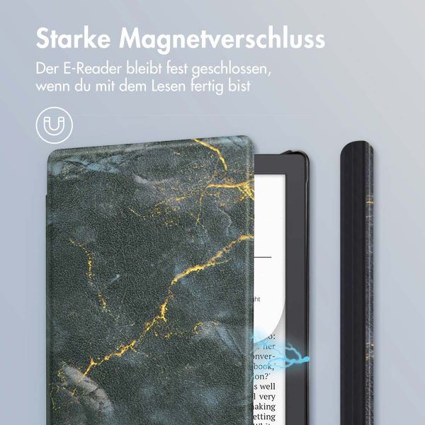 imoshion Design Slim Hard Case Klapphülle Pocketbook Verse Lite - Black Marble