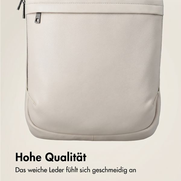 Accezz Leather Laptop Rucksack 16 Zoll - Beige