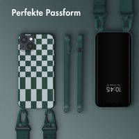 Selencia SilikonHülle design mit abnehmbarem Band Apple iPhone 14 Plus - Irregular Check Green