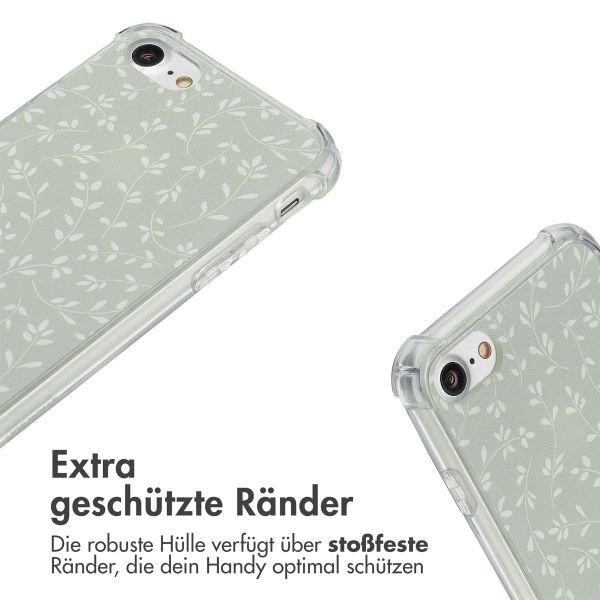 imoshion Design Hülle mit Band Apple iPhone SE (2022 / 2020) / 8 / 7 - Smoke Green Flowers