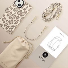 Selencia Sabi Klapphülle mit Leopardenmuster Apple iPhone 14 / 13 - Soft Ivory