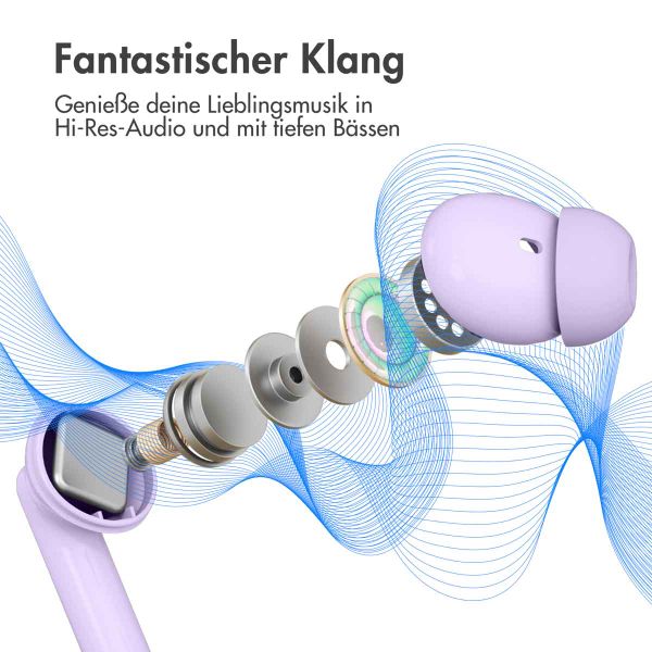 imoshion Aura Pro Earbuds – Kabellose Kopfhörer – Kabellose Bluetooth-Kopfhörer – Mit ANC-Geräuschunterdrückungsfunktion - Lavender Lilac