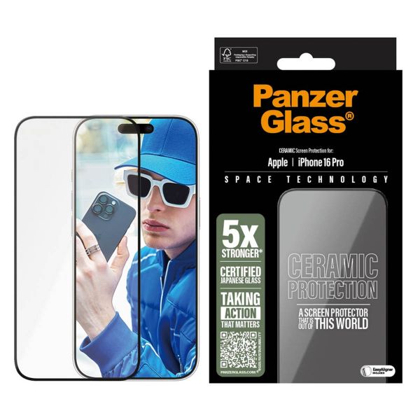 PanzerGlass Keramischer Displayschutz mit Applikator für das iPhone 16 Pro